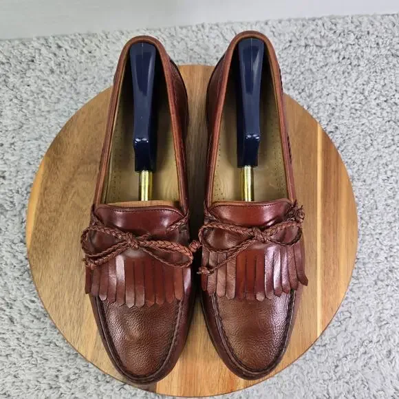 Allen Edmonds Nottingham Brown Kiltie Woven Lace Tassel Daily Loafer Mens 11.5 D